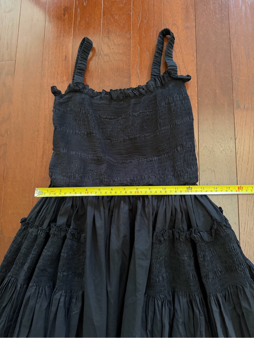 Commense Black Maxi Dress Smocked Bodice Sleeveless Tiered Long Dress size S - Picture 10 of 15